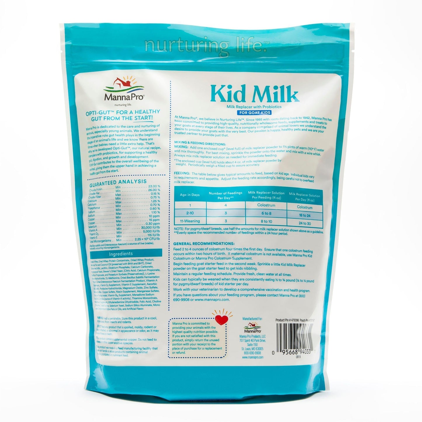 Manna Pro Goat Kid Milk Replacer, High in Protein to Support Growth, Powered by Opti-Gut to Support Gut Health & Digestion, Easy-to-Mix Formula, 4 lbs