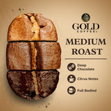 Gold Coffee Co. Blue Mountain Premium Blend - Medium Roast, Finely Ground 100% Arabica Coffee - Notes of Cocoa, Sweet Honey, Citrus Notes, 1 lb.