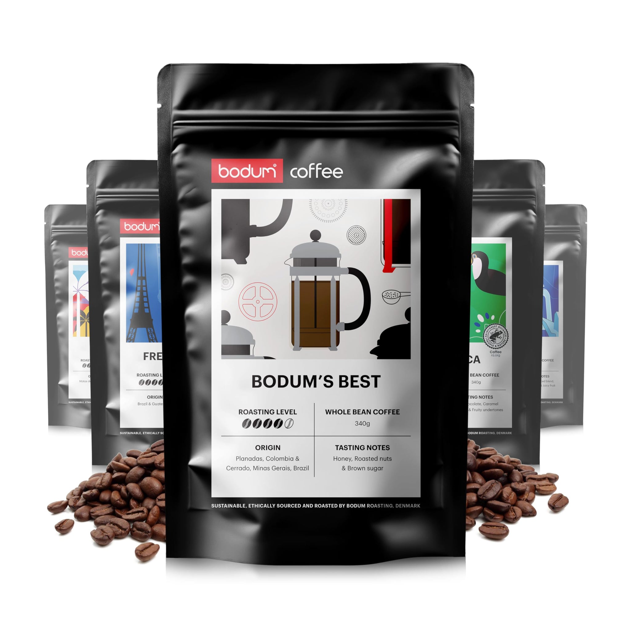 Bodum Roasting Bodum's Best Coffee, Whole Bean, 12oz (340g) - Roasted in Denmark