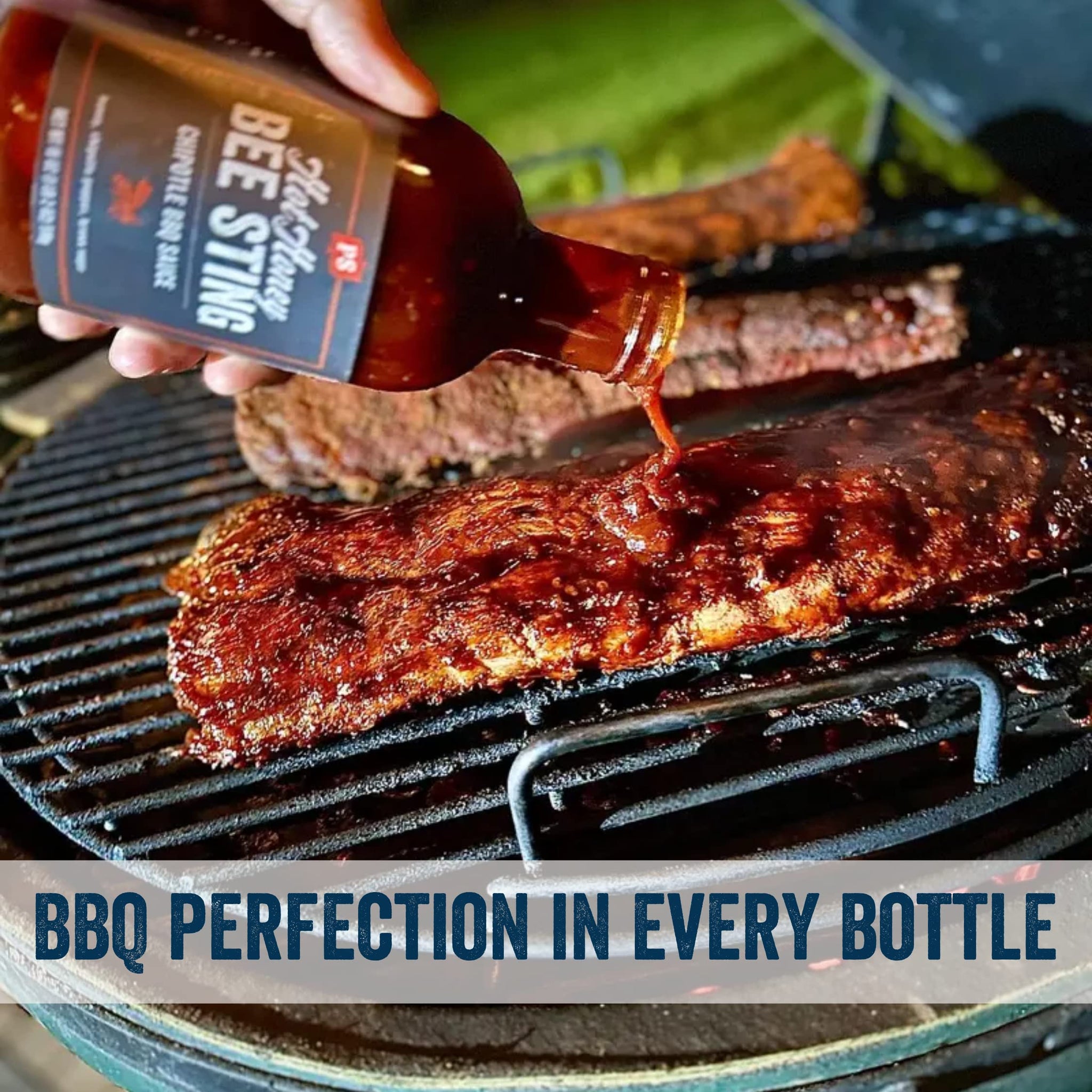 PS Seasoning Hot Honey Bee Sting Chipotle BBQ Sauce - All-Purpose Glaze, Marinade, Baste, and Dip - Sweet and Spicy Grilling Sauce for Chicken Wings