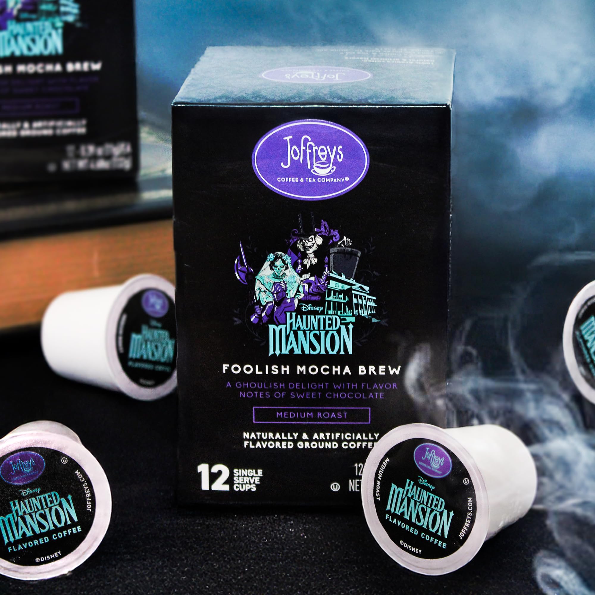 Joffrey’s Coffee - Disney Haunted Mansion Foolish Mocha Brew Single Serve Coffee Pods | Sweet Chocolate (12 Pack)