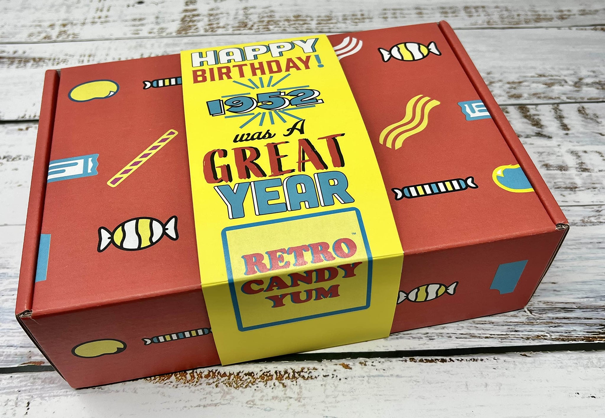 RETRO CANDY YUM ~ 1952 74th Birthday Gift Box Nostalgic Candy Mix from Childhood for 74 Year Old Man or Woman Born Back in 1952 Jr