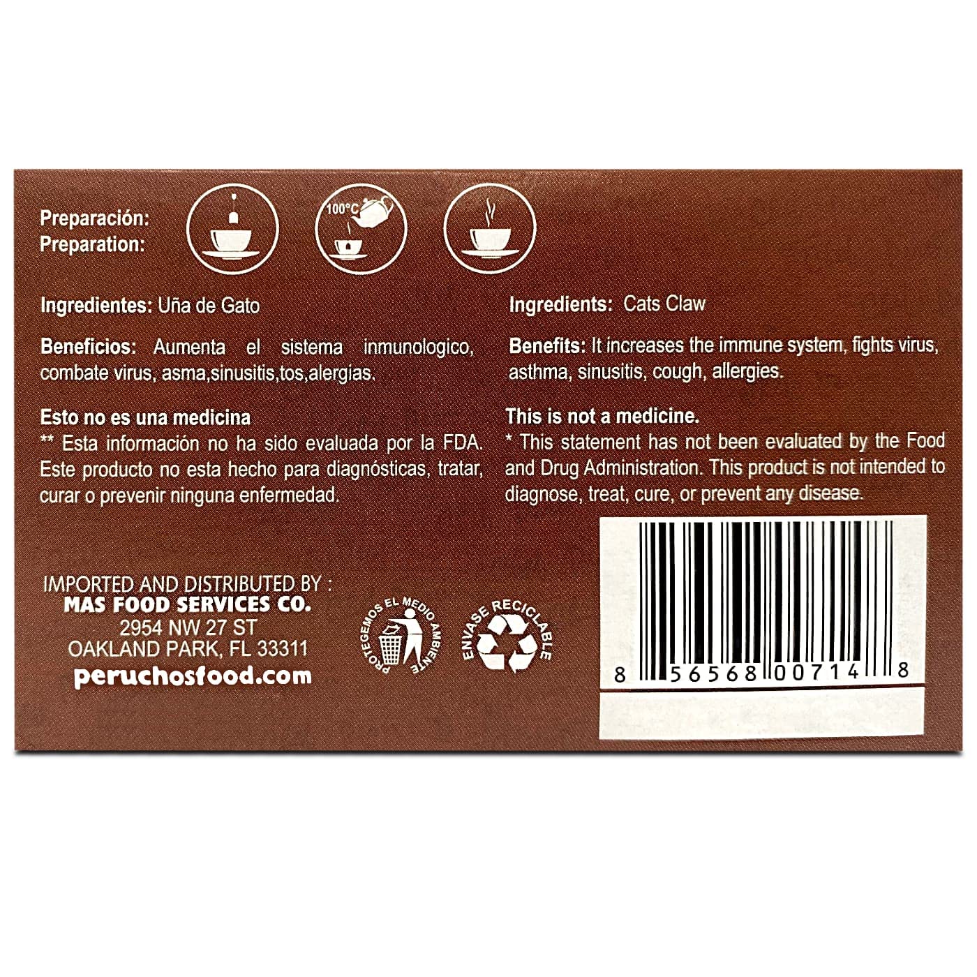 Peruchef Te Una de Gato 60 sobres | 60 tea bags Cats claw Tea 3 Pack