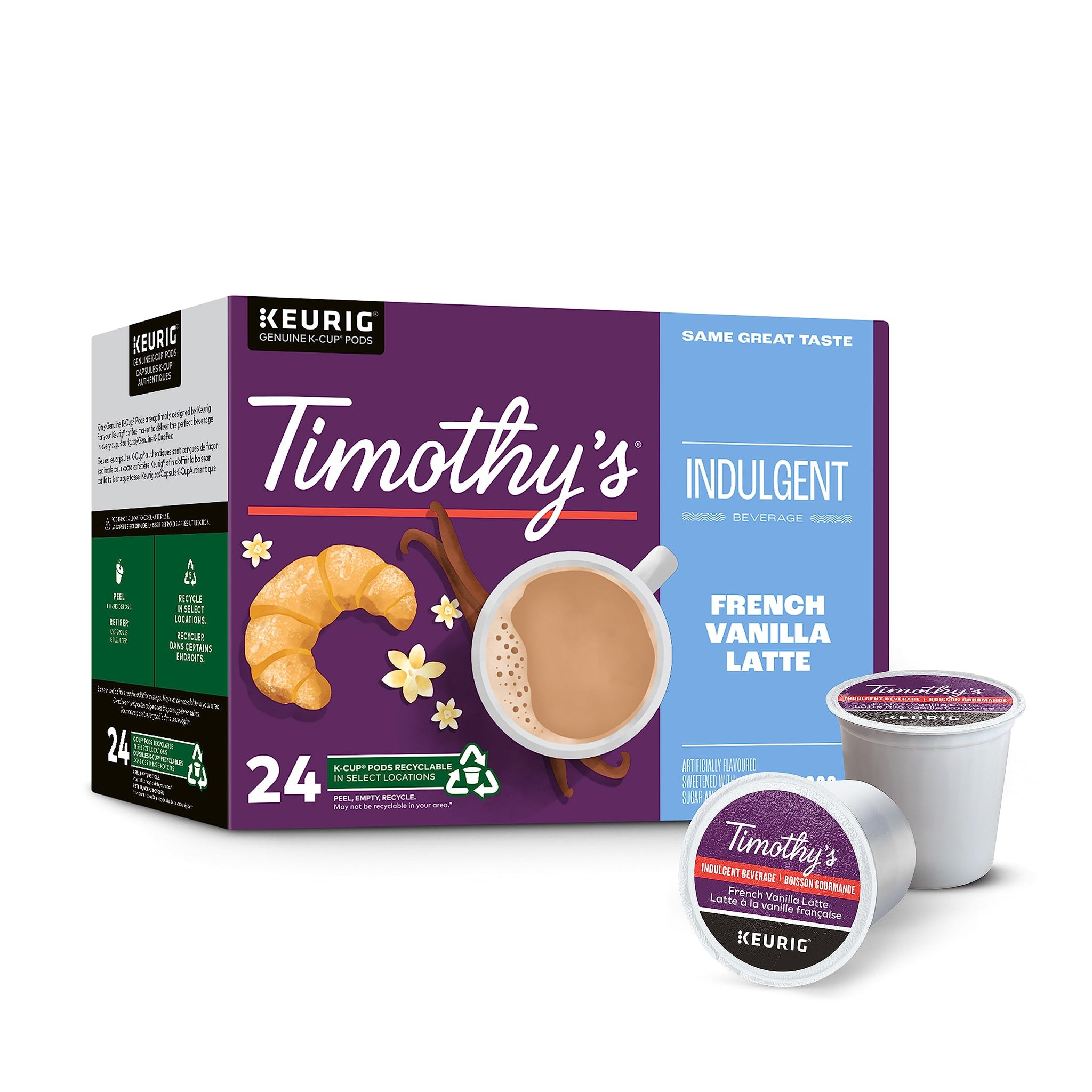 Timothy's French Vanilla Latte, K-Cup Portion Pack for Keurig Brewers (24 Count)