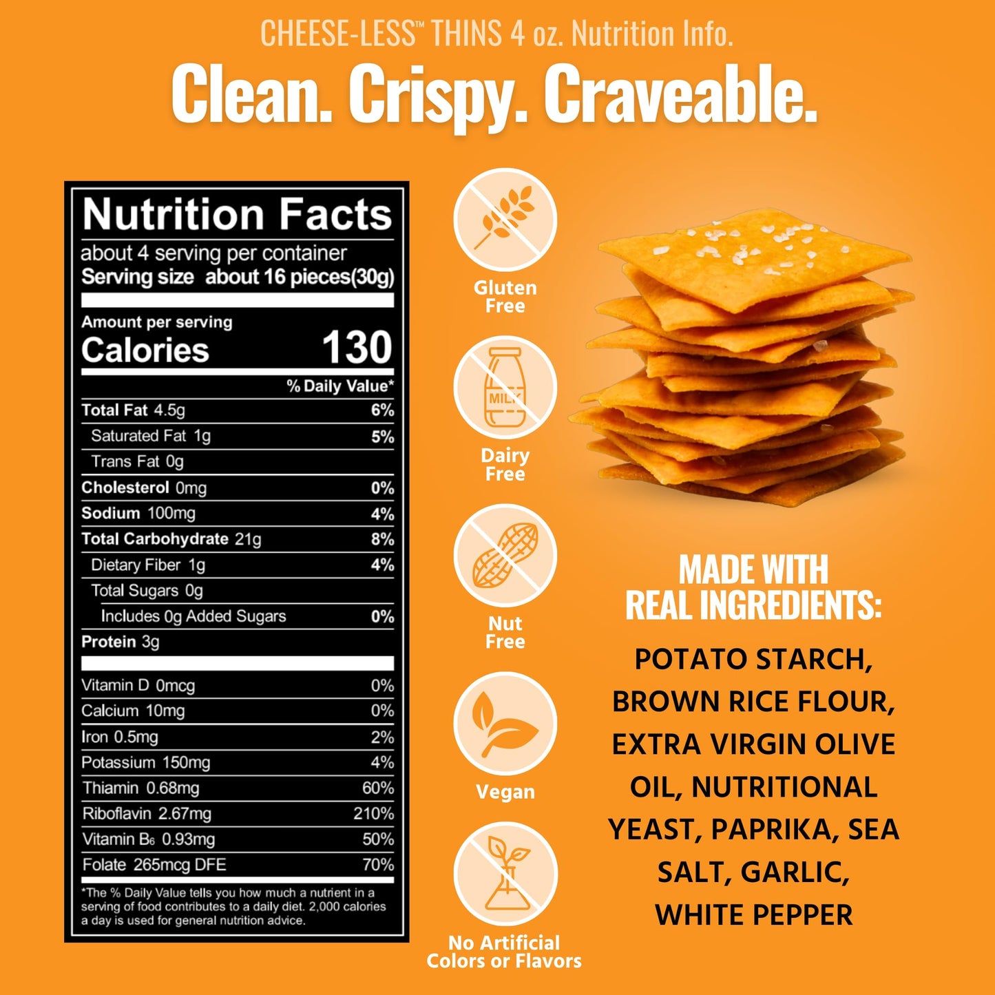 Every Body Eat Gluten Free Crackers, Cheese-Less - Healthy Snacks, Vegan Cheddar Style Crackers, Dairy Free, Seed Oil Free Snack Crackers (Pack of 2)