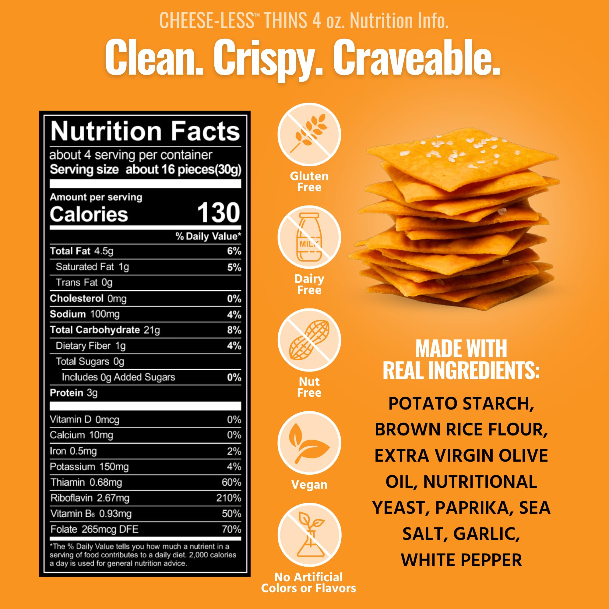 Every Body Eat Gluten Free Crackers, Cheese-Less - Healthy Snacks, Vegan Cheddar Style Crackers, Dairy Free, Seed Oil Free Snack Crackers (Pack of 2)