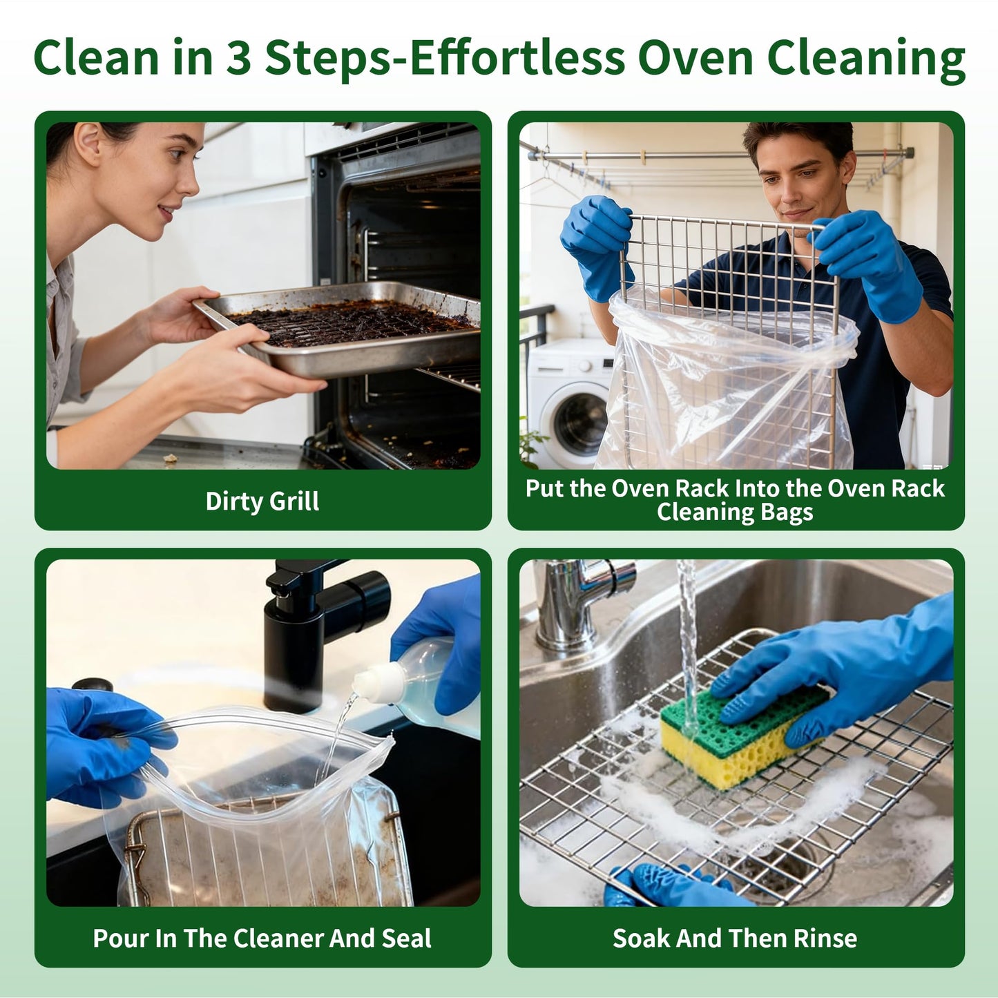 Sozmxxne 10-Pack Heavy Duty Oven Rack Cleaning Bags,19.7 * 27.5 inch?No Scrub Reusable Leak-Proof Soaking Bags for Grill Grates?Universal Fit for Oven