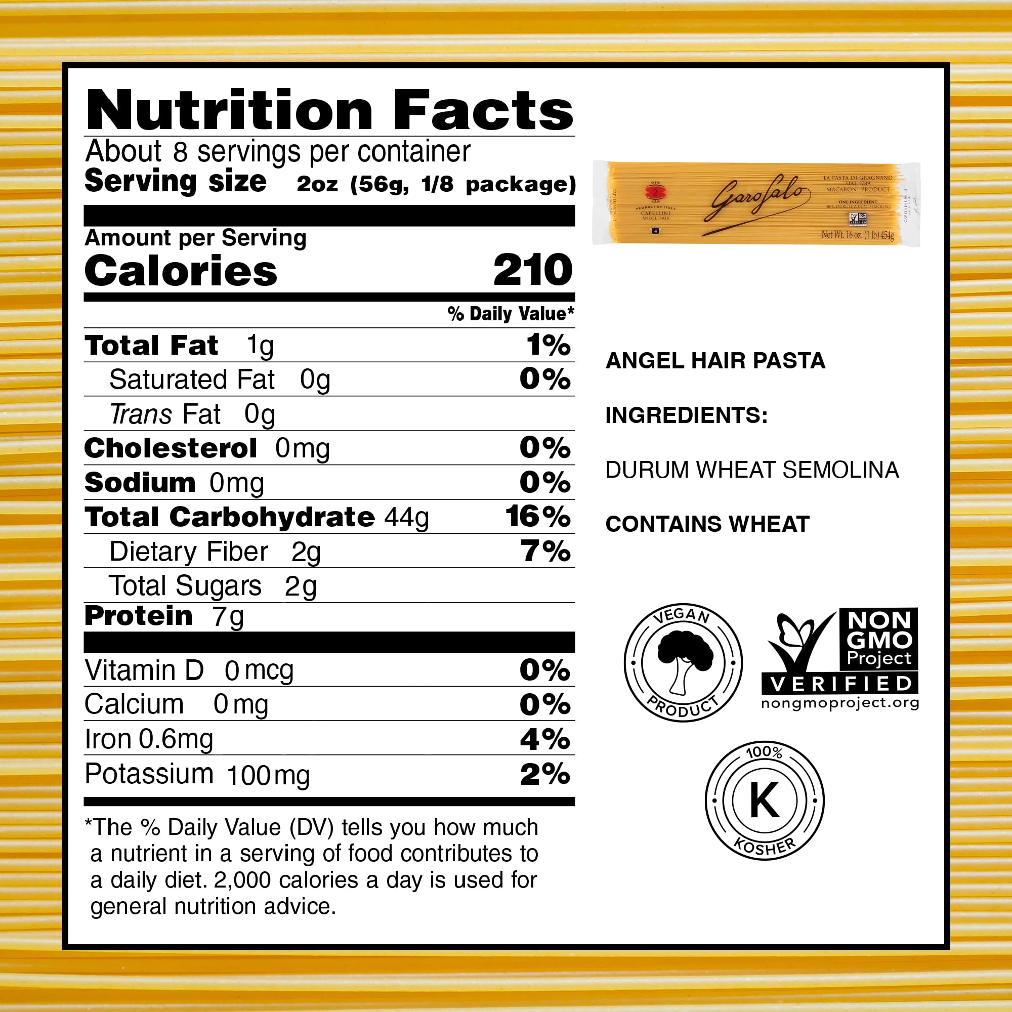 Garofalo - Premium Durum Wheat Semolina Capellini, Angel Hair Pasta, Italian Made, Bronze-Drawn, Al-Dente, One-Ingredient Pasta (2 pack)
