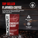 Blackout Coffee Chocolate Cherry Flavored Ground Coffee - Medium Roast, Smooth Taste, Guilt-Free Indulgence - Freshly Roasted 12oz Pouch.