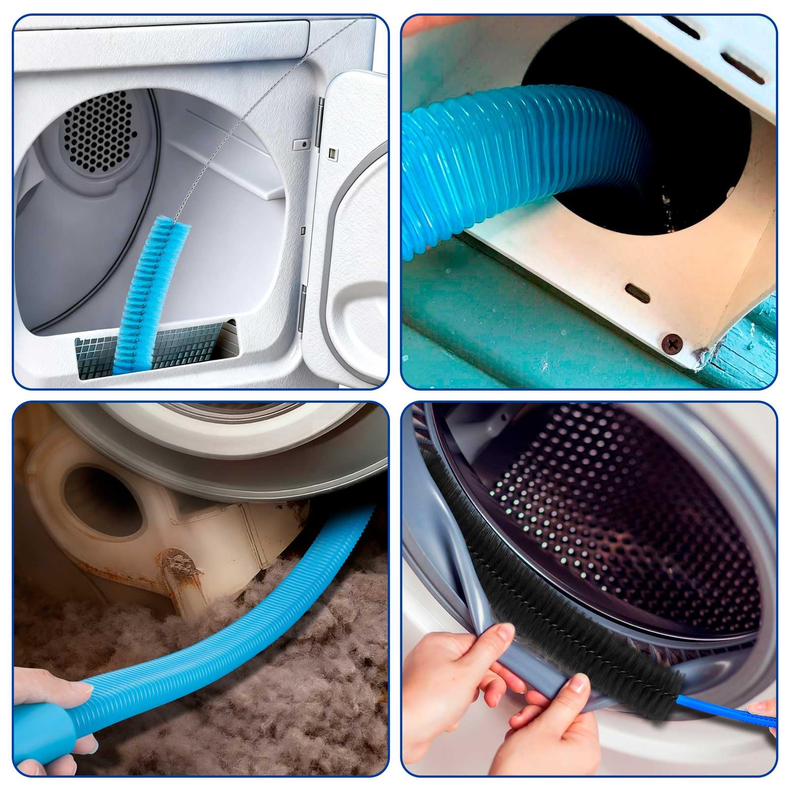 Dryer Vent Cleaner Kit,4 Pieces Dryer Lint Cleaner Vacuum Attachment & Brush Tool-Dryer Vent Cleaning Kit for Front Load,Dryer Lint Trap Cleaner