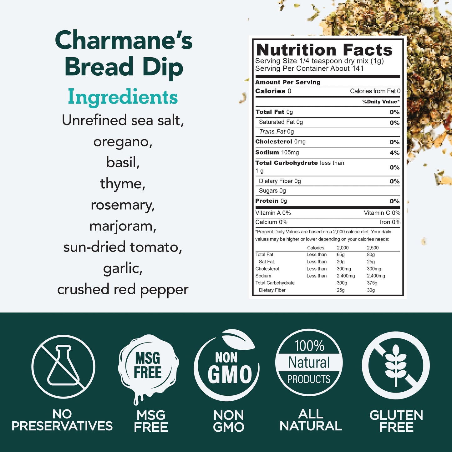 s.a.l.t sisters Charmane's Bread Dip - Value Size Bold Italian Herb & Spice Blend for Extra Virgin Olive Oil Dipping - Versatile Use for Rubs