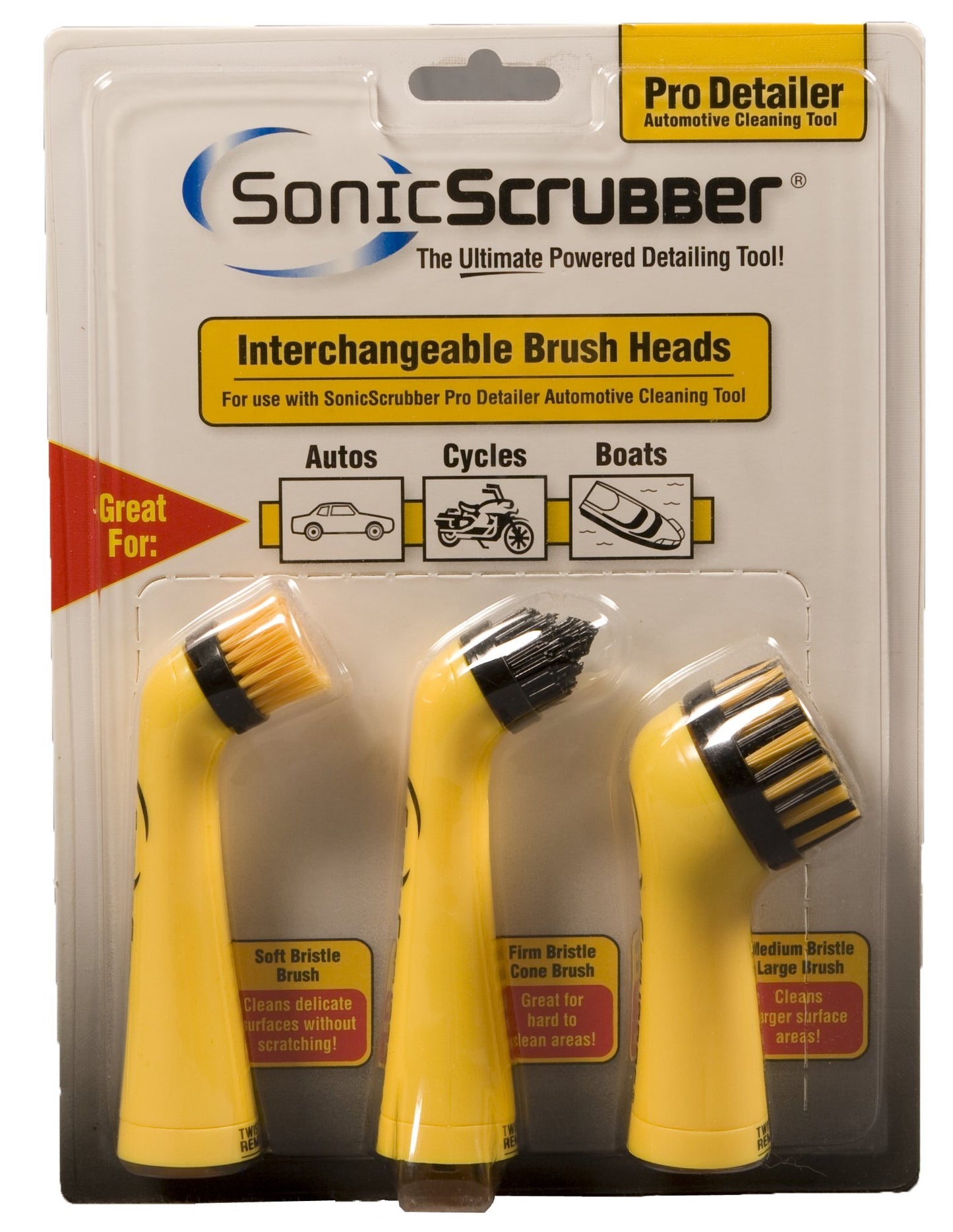 SonicScrubber BPD ProDetailer Cleaning Brush, 3-Pack