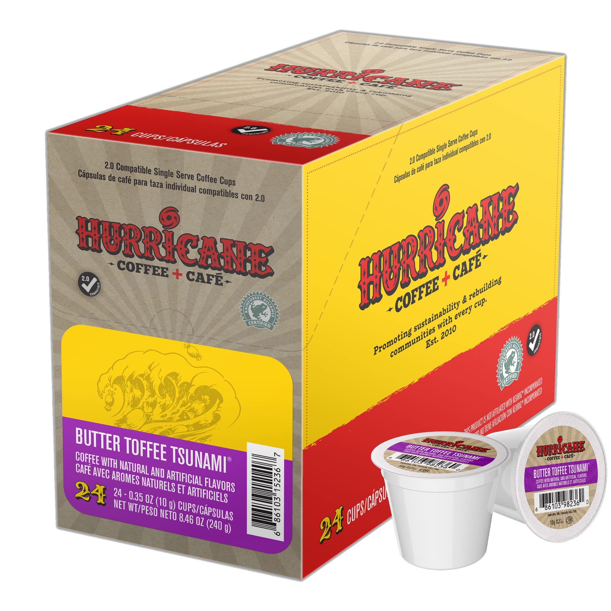 Hurricane Coffee, Butter Toffee Tsunami, 24 Count