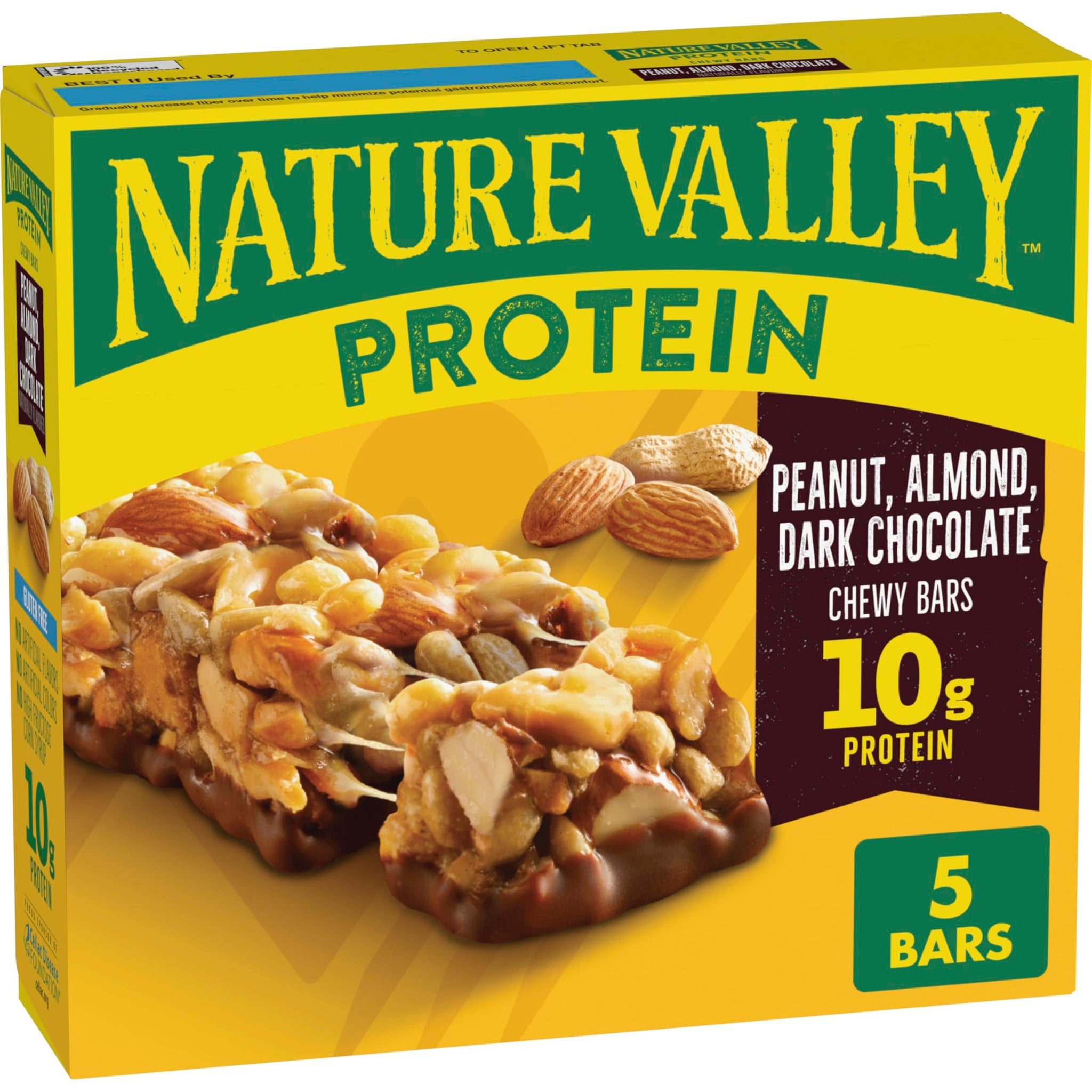 Nature Valley Chewy Protein Granola Bars, Peanut Almond Dark Chocolate, 5 Bars, 7.1 OZ