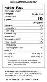 Sigdal 8.29 oz Rye & Spelt Bran Wholegrain Crispbread - Pack of 12