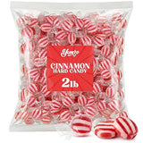 Cinnamon Disks Hard Candy - Classic Red & White Striped Cinnamon Candy - 2LB Bulk Pack - Individually Wrapped Discs for Office, Parties, Buffets
