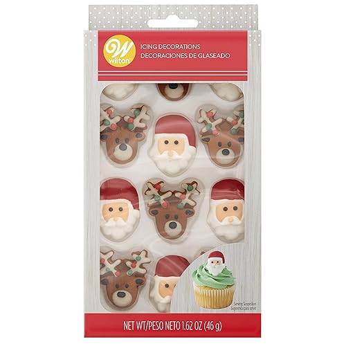 Wilton Reindeer, Santa Royal Icing Decorations, 12 Count