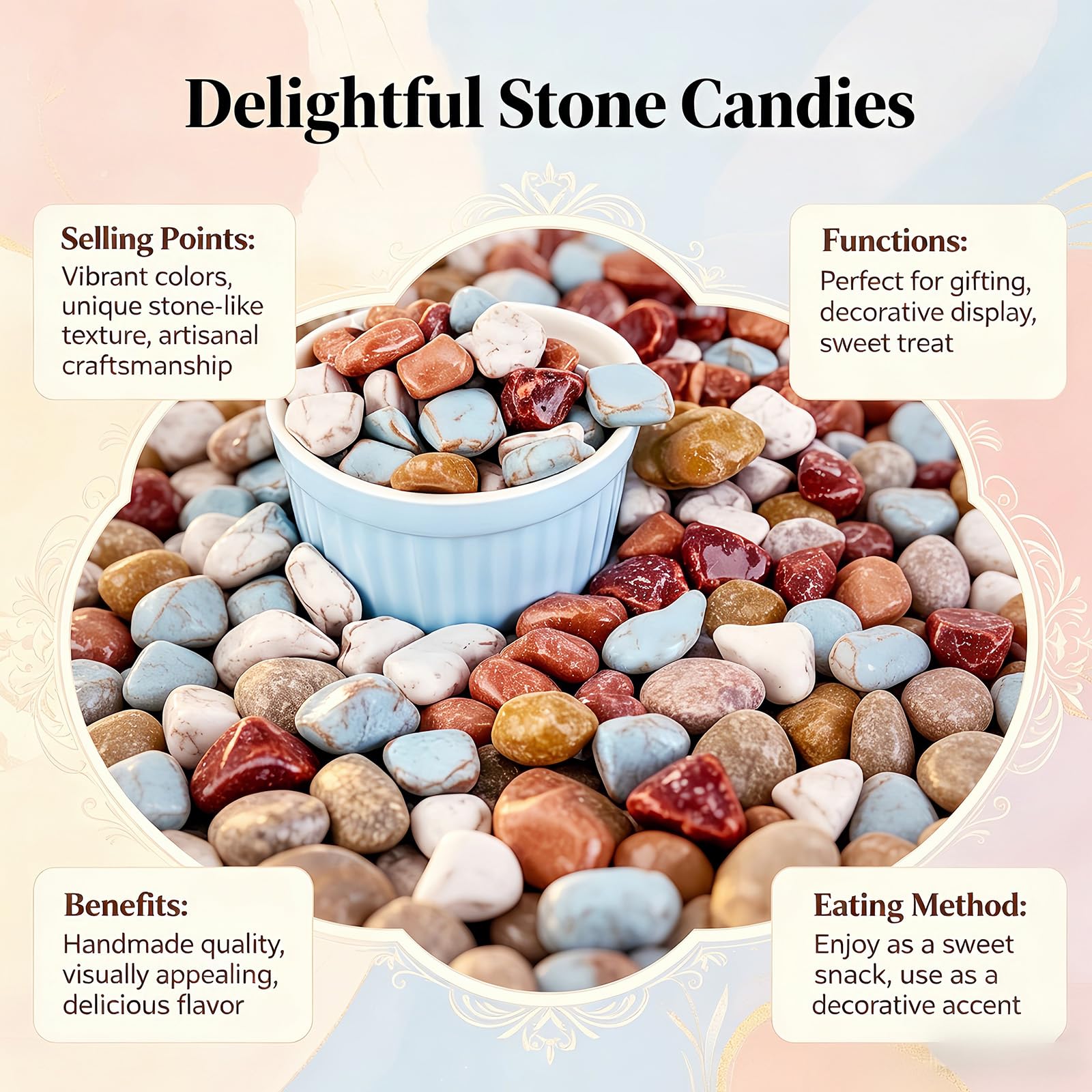 Chocolate Rock, 1lb Milk Chocolate Bulk Candy Stones Hard Candy Canned Gift