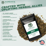 Elephantal Wellness Premium Joy Herbal Tea | Mood & Emotional Balance Support with St. John’s Wort, Kava, Ginkgo & Lavender | Handmade, Non-GMO