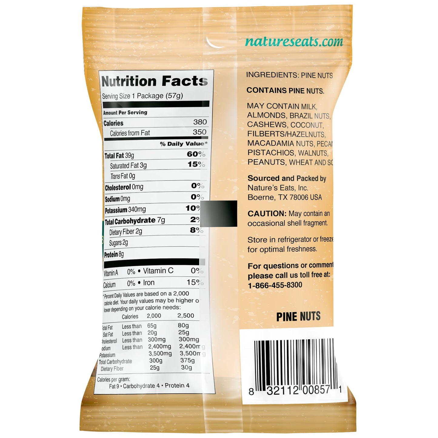 Nature’s Eats Pine Nuts 2 oz - 100% Natural Whole Raw Pine Nuts - Unsalted Healthy Snack - Keto Vegan Gluten Free Pesto Ingredient - Fresh Non-GMO