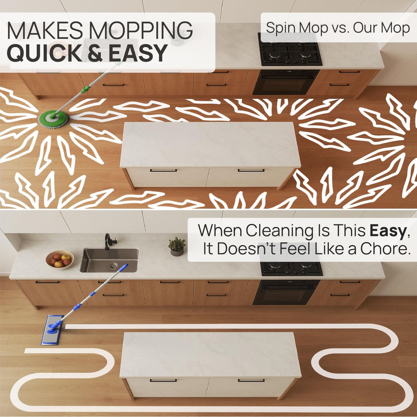 18” Pro Microfiber Hardwood Floor Mop - Cleans Floor in Seconds | Dust & Wet Mopping | Hardwood, Tile, Laminate & Vinyl with 3 Washable Pads, No