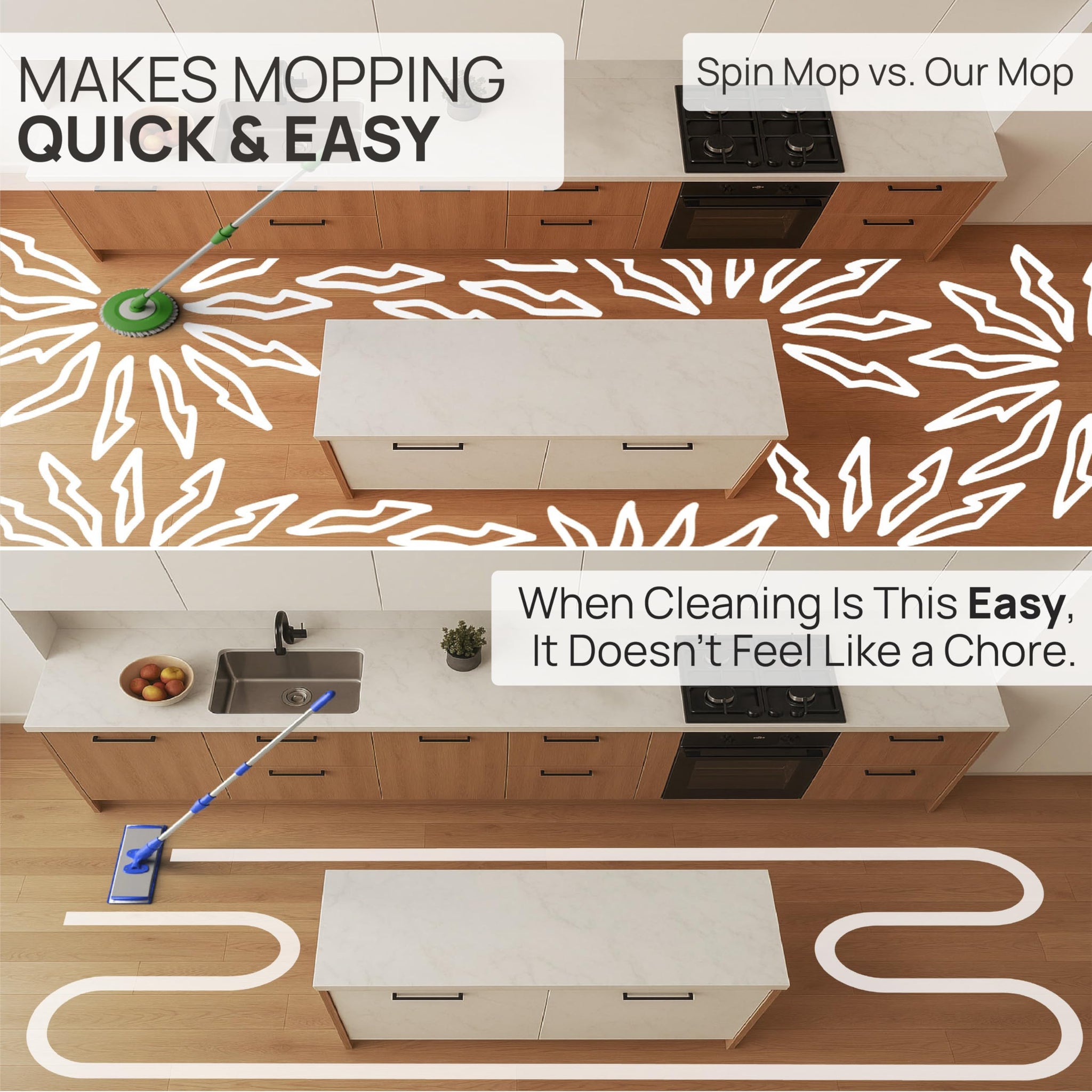 18” Pro Microfiber Hardwood Floor Mop - Cleans Floor in Seconds | Dust & Wet Mopping | Hardwood, Tile, Laminate & Vinyl with 3 Washable Pads, No