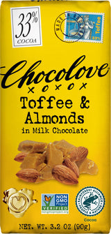Chocolove - Milk Chocolate Bar Toffee & Almonds - 3.2 oz.