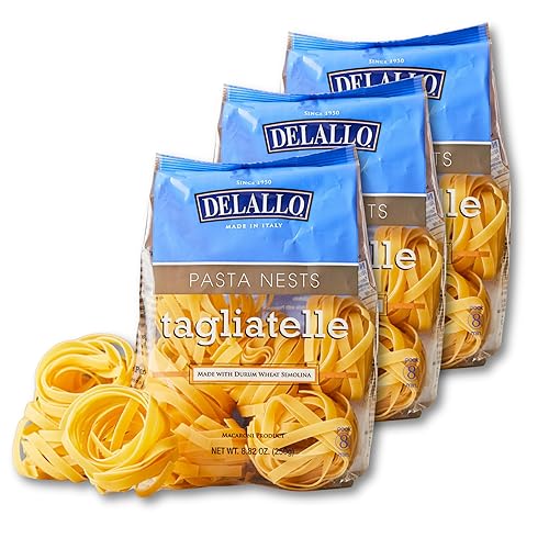 DeLallo Tagliatelle Pasta Noodles, Gourmet Nests Made with 100% Durum Wheat Semolina Non-Enriched Flour, Bronze Cut, Long Flat Ribbon Pasta, Made in