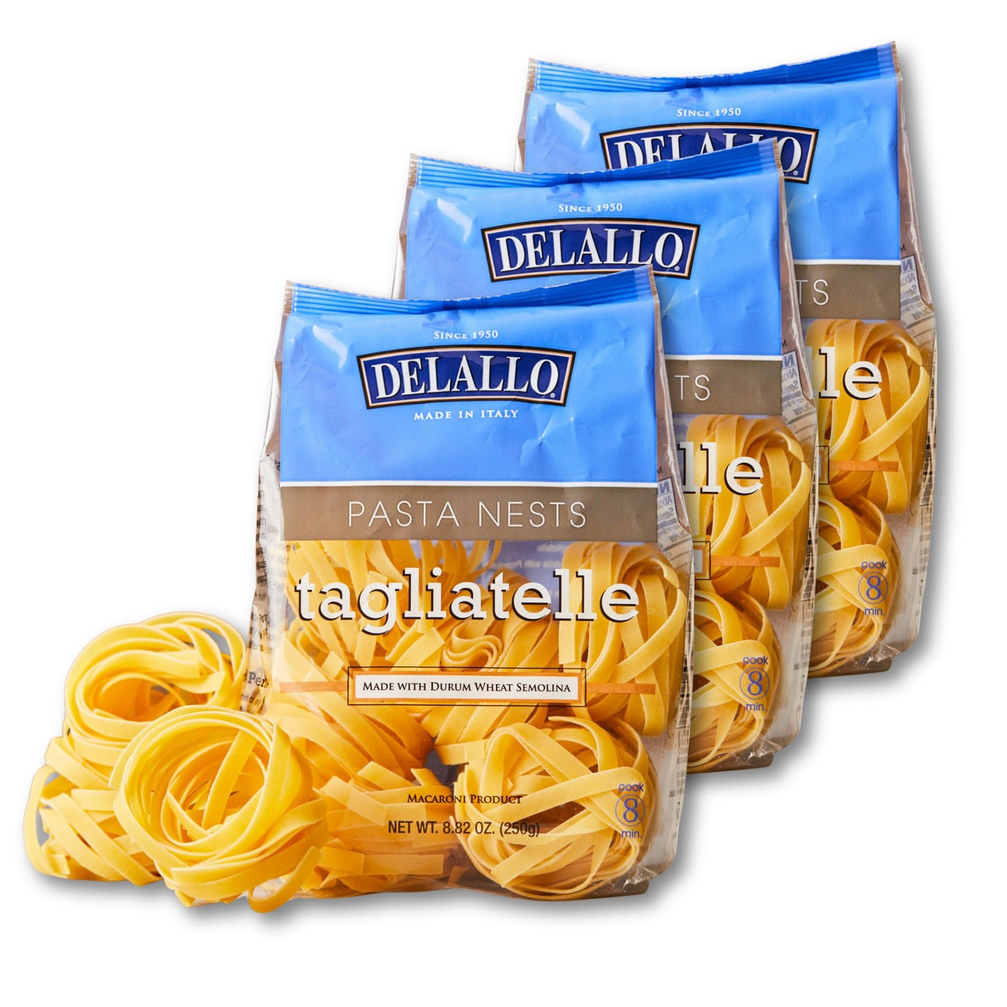 DeLallo Tagliatelle Pasta Noodles, Gourmet Nests Made with 100% Durum Wheat Semolina Non-Enriched Flour, Bronze Cut, Long Flat Ribbon Pasta, Made in