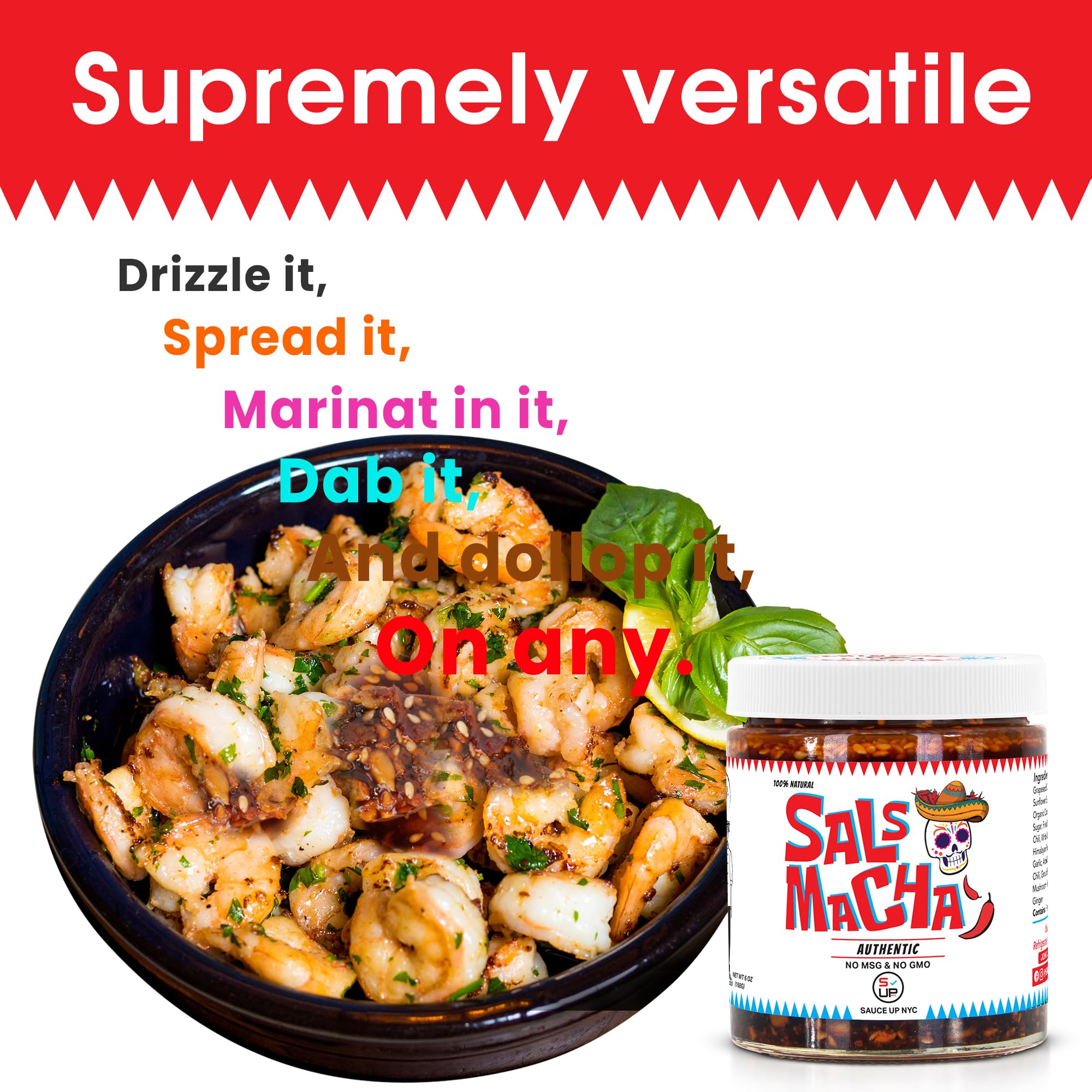 SAUCE UP Smoky Salsa Macha Chili Oil | Authentic Mexican Flavor | Chipotle, Nuts, Seeds | Vegan, Keto, Gluten-Free, No MSG, 100% Natural | Handcrafted