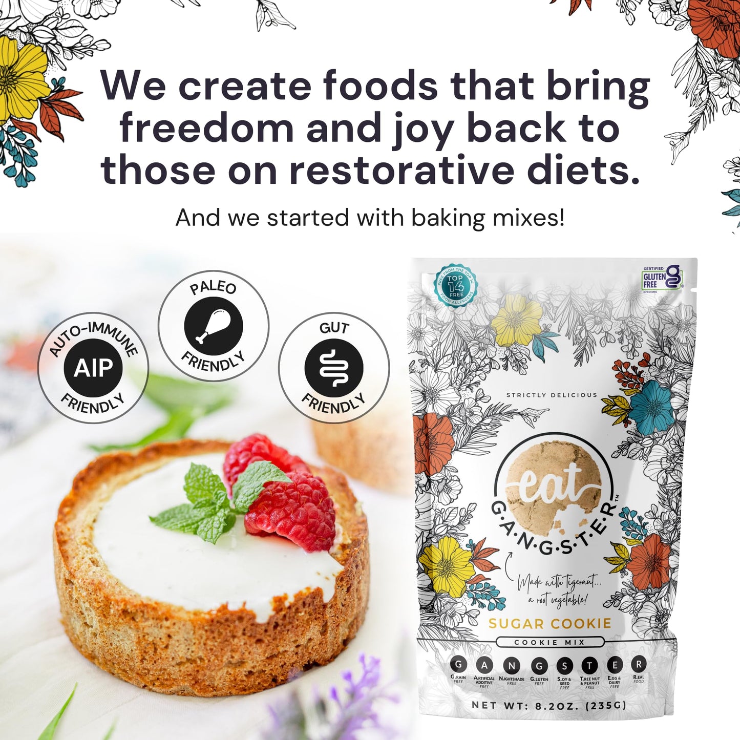 eat G.A.N.G.S.T.E.R. Sugar Cookie Mix - Allergy-Friendly Baking Mix, Grain-Free, No Dairy, Nuts, Gluten, Dairy - For Paleo & AIP Diets, Bake Cookies, Cut-Outs, Fruit Crumbles, Pie Crust & S'mores