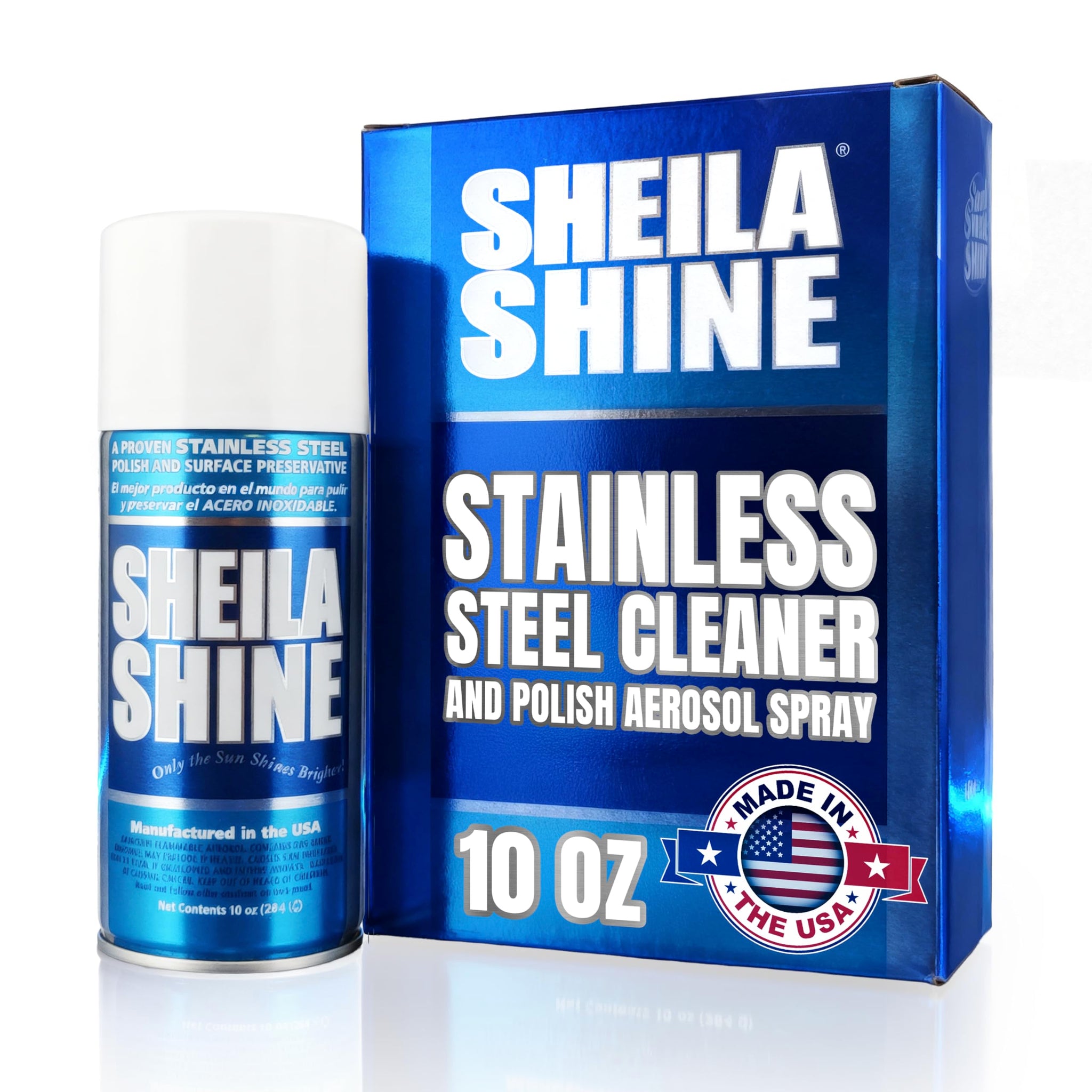 Sheila Shine 10oz Stainless Steel Cleaner and Polish - Cleans, Polishes & Protects Kitchen Appliances, Refrigerators, Sinks, Ovens & Grills - Residue