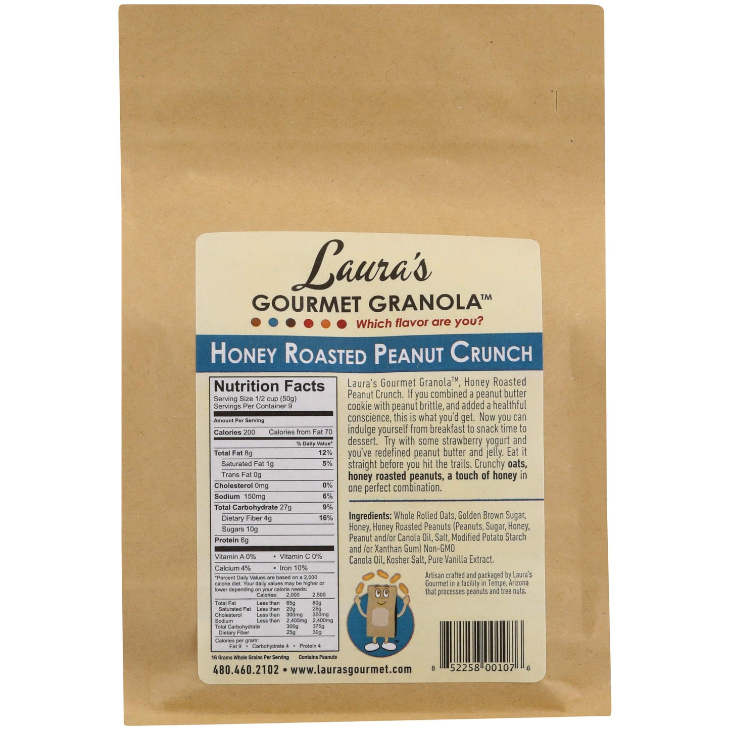 Laura's Gourmet Granola Honey Roasted Peanut Crunch, 16-Ounce Packages (Pack of 4)