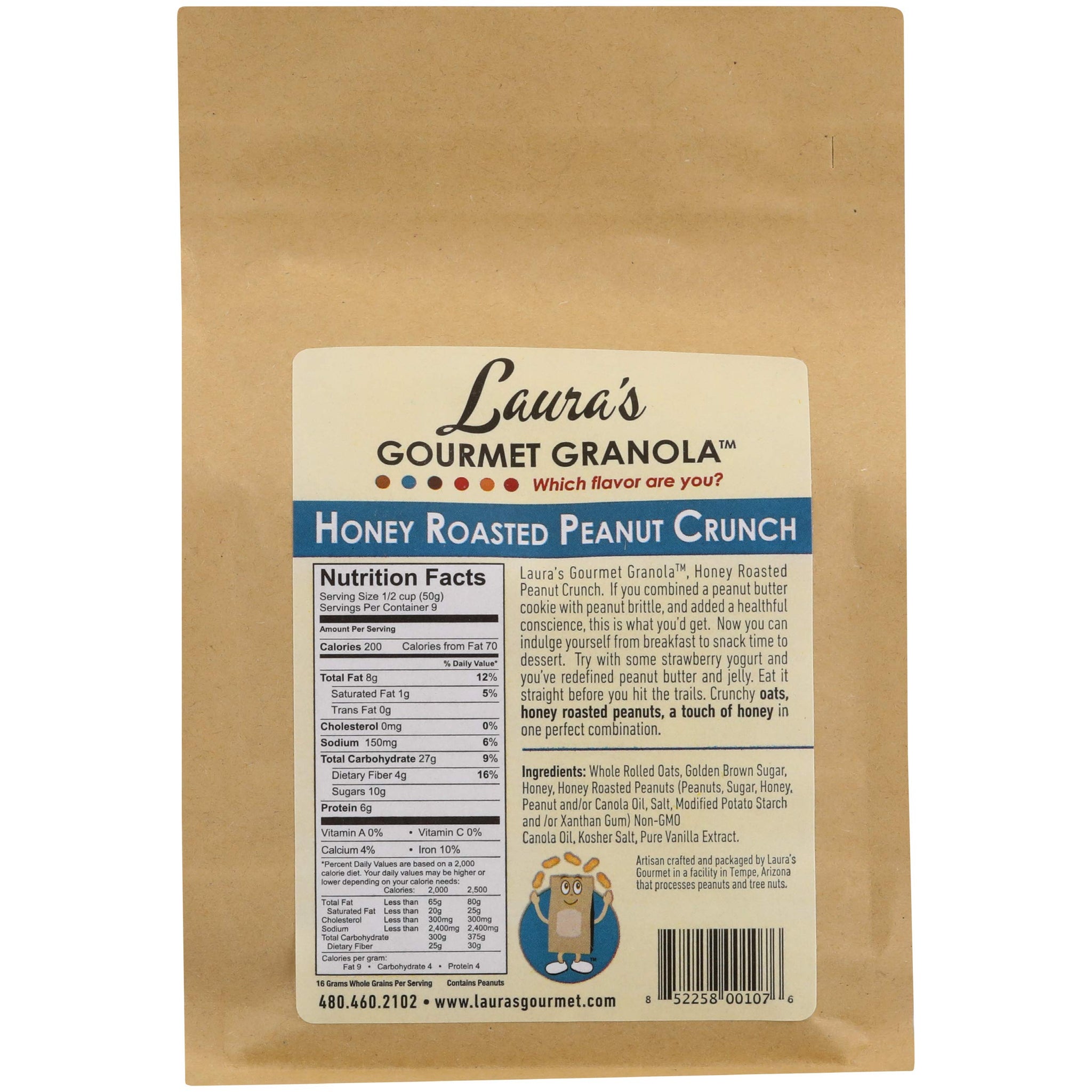 Laura's Gourmet Granola Honey Roasted Peanut Crunch, 16-Ounce Packages (Pack of 4)