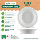 LIFEMADE 160 Count 16 oz Bowls, Home (TUV OK compost HOME Certified) and Commercially Compostable (BPI® Certified), 8 bundles of 20 bowls per case