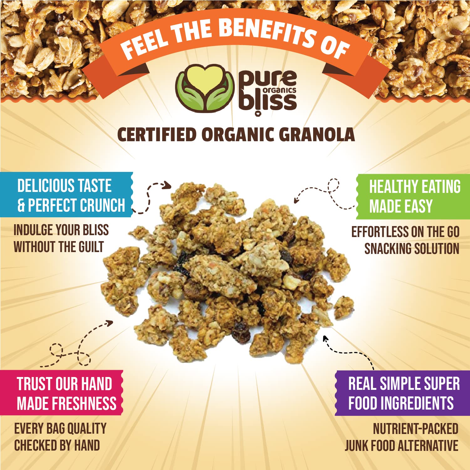 Pure Bliss Organic Grain Free Granola (Carrot Cake) Paleo Friendly, Gluten Free, Vegan, Best-Tasting, Non-GMO, Low Carb Snack, All Real Super Food