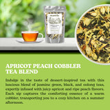 Nelson's Tea Apricot Peach Cobbler Tea Loose Leaf Blend - Jasmine Green Tea, Black Teas, Oolong, Safflower & Marigold Petals - Apricot Peach, Black