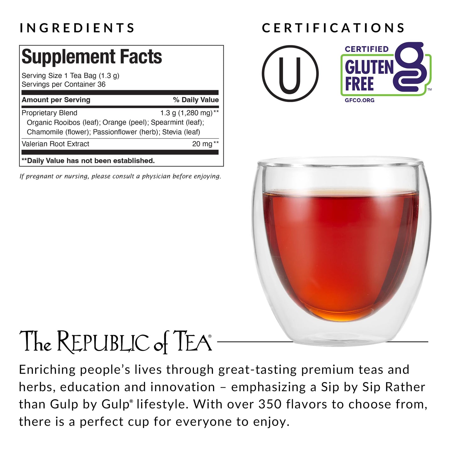 The Republic of Tea - Get Some Zzz’s - No. 5 Herb Tea for Rest, No Caffeine, 36 Tea Bags