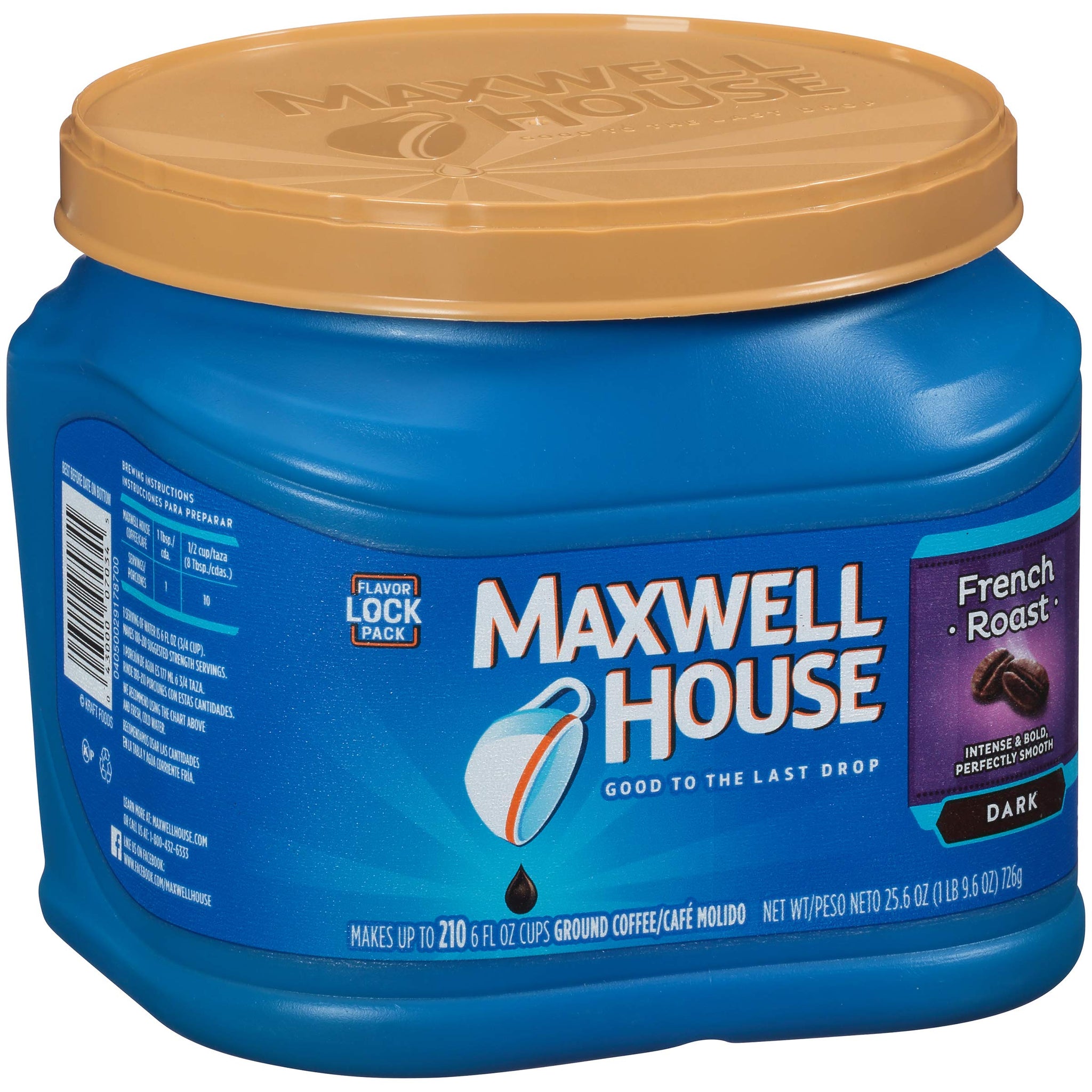 Maxwell House French Roast Dark Roast Ground Coffee (25.6 oz Canisters, Pack of 2)