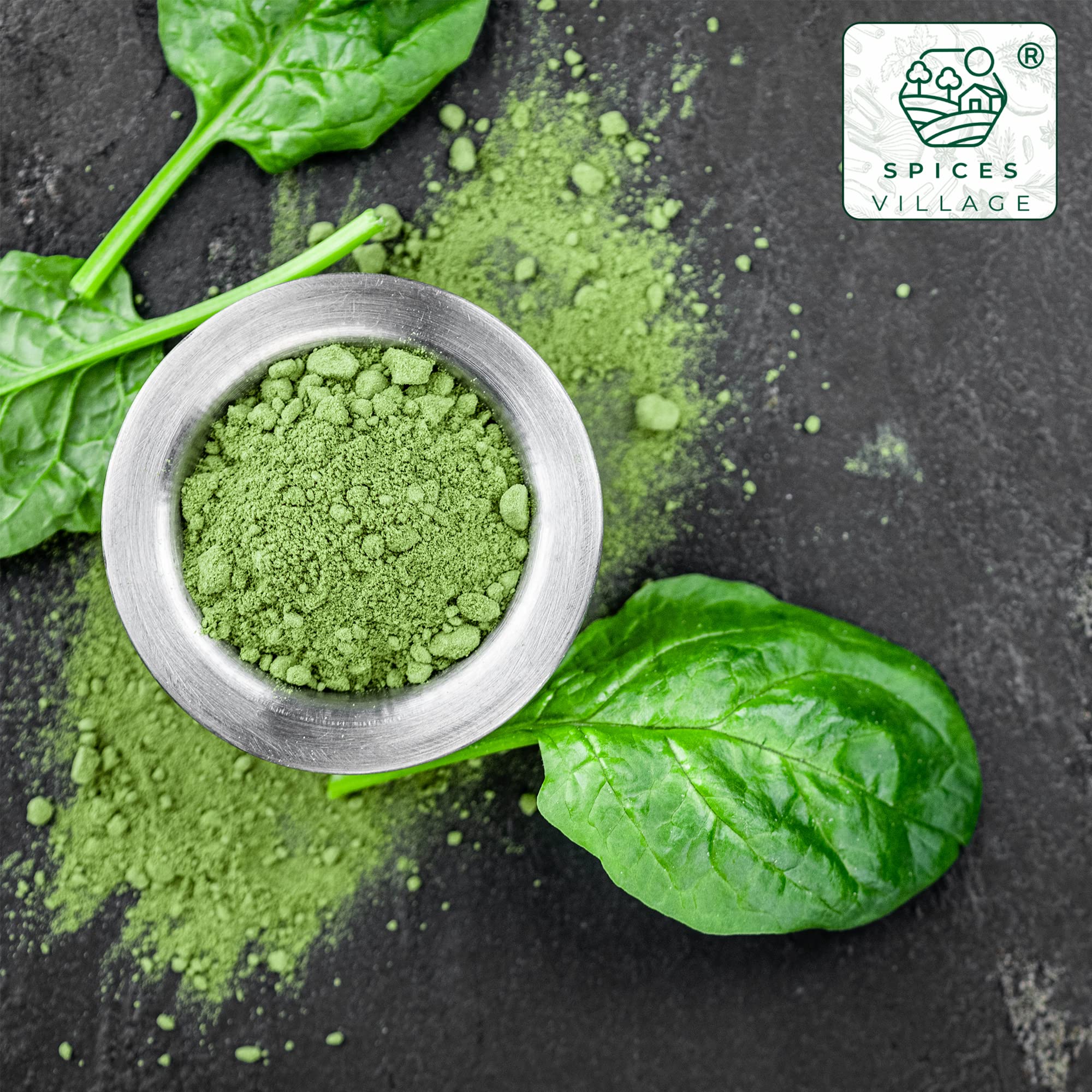 SPICES VILLAGE Dried Spinach Powder, 4 oz, Natural Ground Spinach Leafs, Whole Leaf Spinach Powder, Kosher, Gluten Free, Vegan, Non GMO, Resealable