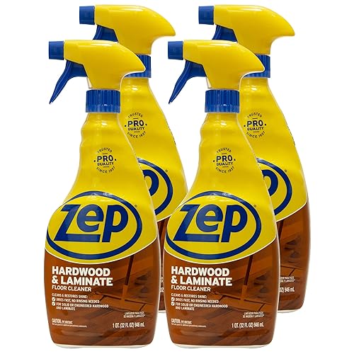 Zep Hardwood and Laminate Floor Cleaner - 32 Oz (Case of 4) - ZUHLF324 - Cleans Spots, Stains, and Scuffs while Restoring Shine on Hardwood, Laminate