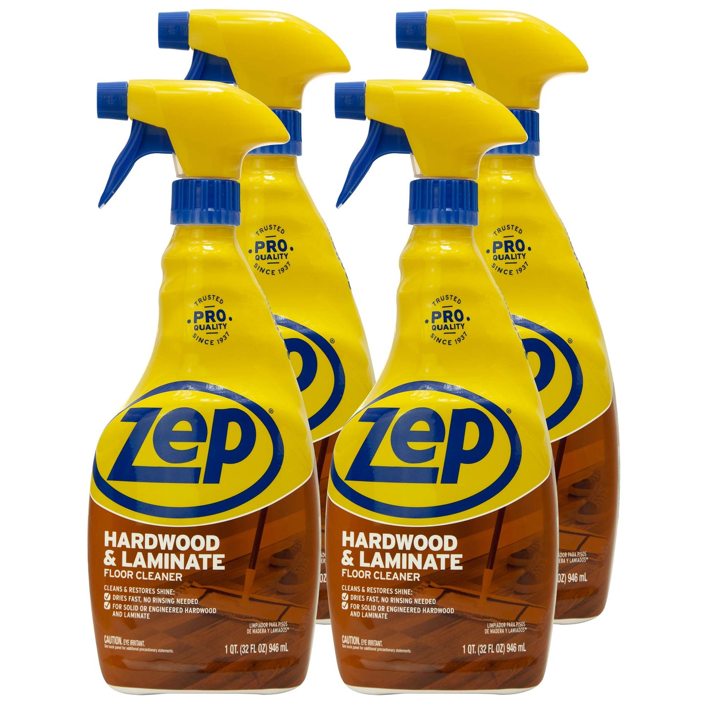 Zep Hardwood and Laminate Floor Cleaner - 32 Oz (Case of 4) - ZUHLF324 - Cleans Spots, Stains, and Scuffs while Restoring Shine on Hardwood, Laminate