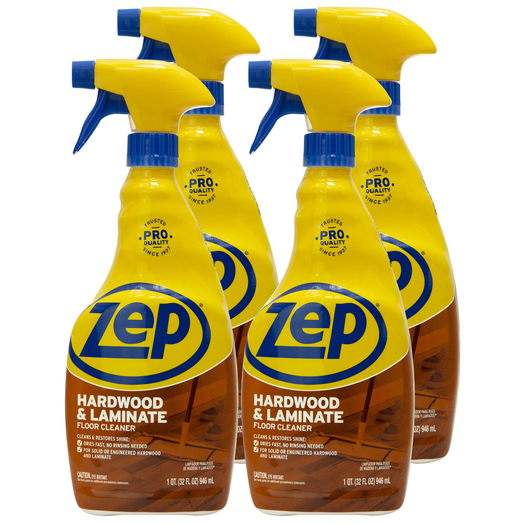 Zep Hardwood and Laminate Floor Cleaner - 32 Oz (Case of 4) - ZUHLF324 - Cleans Spots, Stains, and Scuffs while Restoring Shine on Hardwood, Laminate
