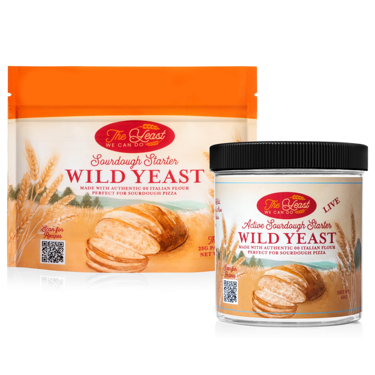 The Yeast We Can Do Live Sourdough Starter Kit with Backup - 100g Active Wild Yeast + 3 Dehydrated Starter Packs (Never Lose Your Starter) - Easy