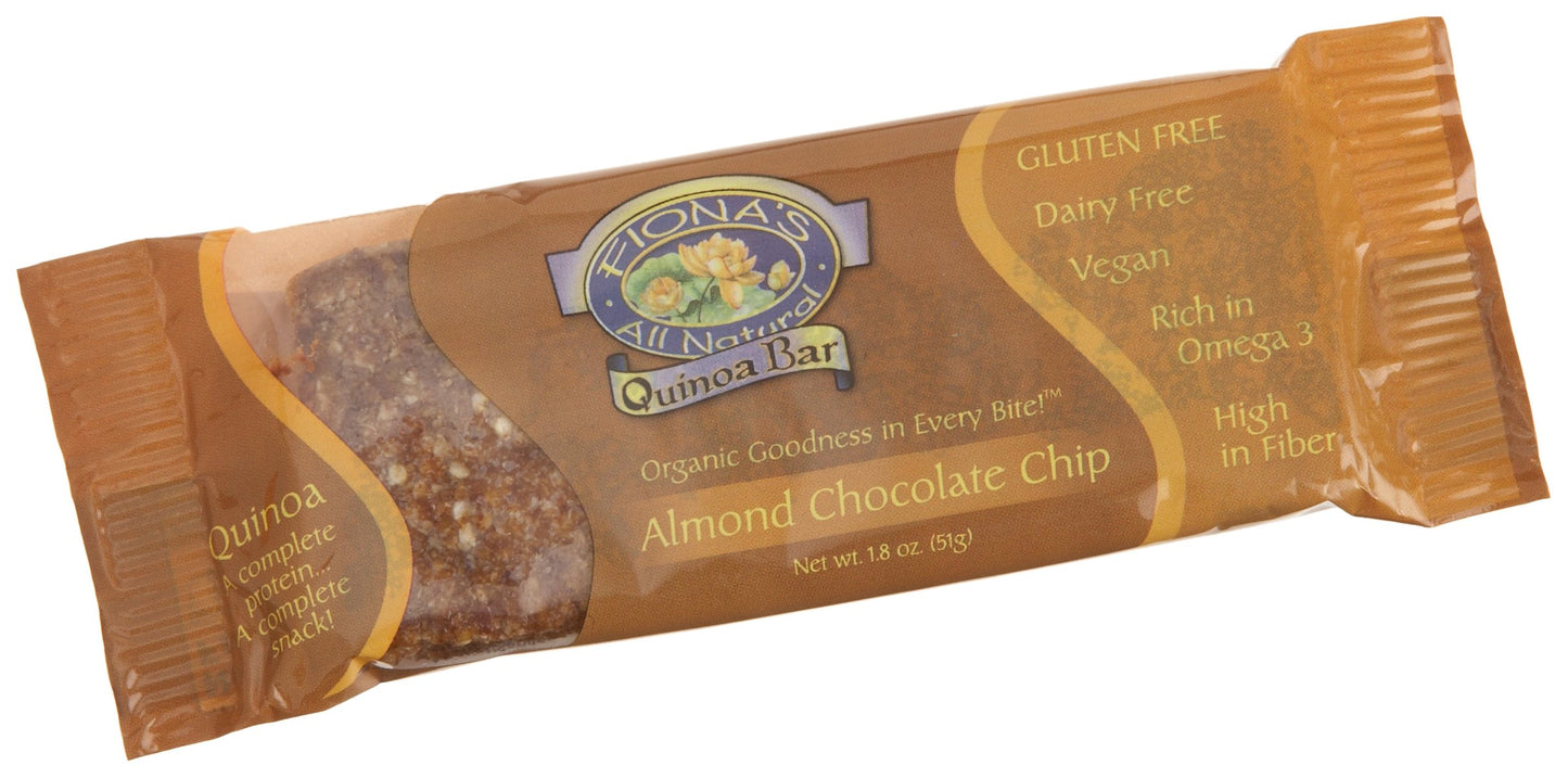 Fiona's Granola Almond Chocolate Chip Quinoa Energy Bars, Gluten Free, 1.8-Ounce Bars (Pack of 12)