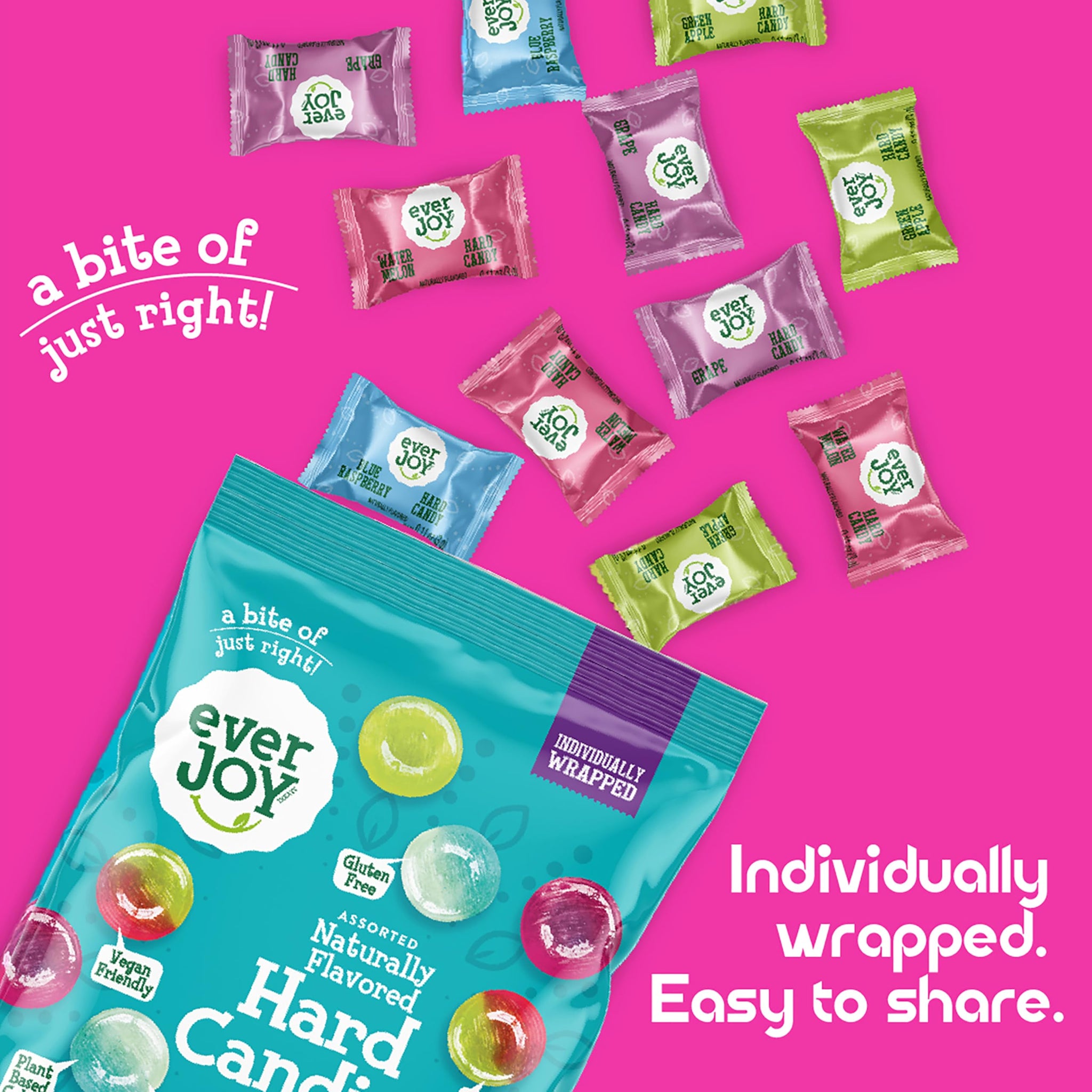 EverJoy Fruit Hard Candy Assortment, Naturally Flavored, Individually Wrapped Hard Candy Mix, 7 oz Bag (Pack of 1)