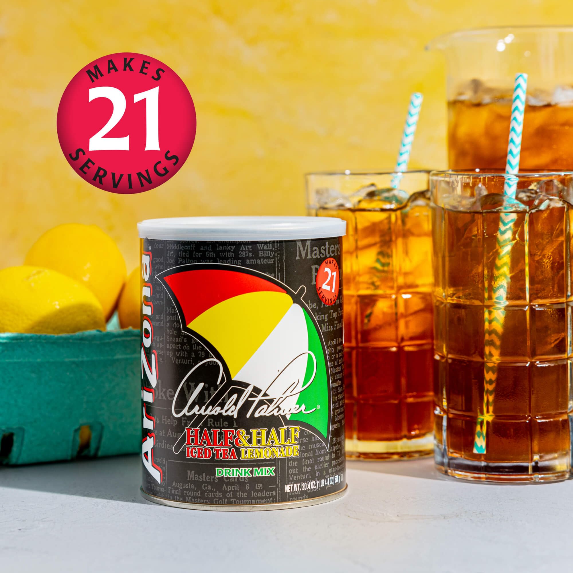AriZona Arnold Palmer Half and Half - Sugar Sweetened Powdered Drink Mix - 20.4oz Canister, Makes 8 Quarts (Pack of 1)