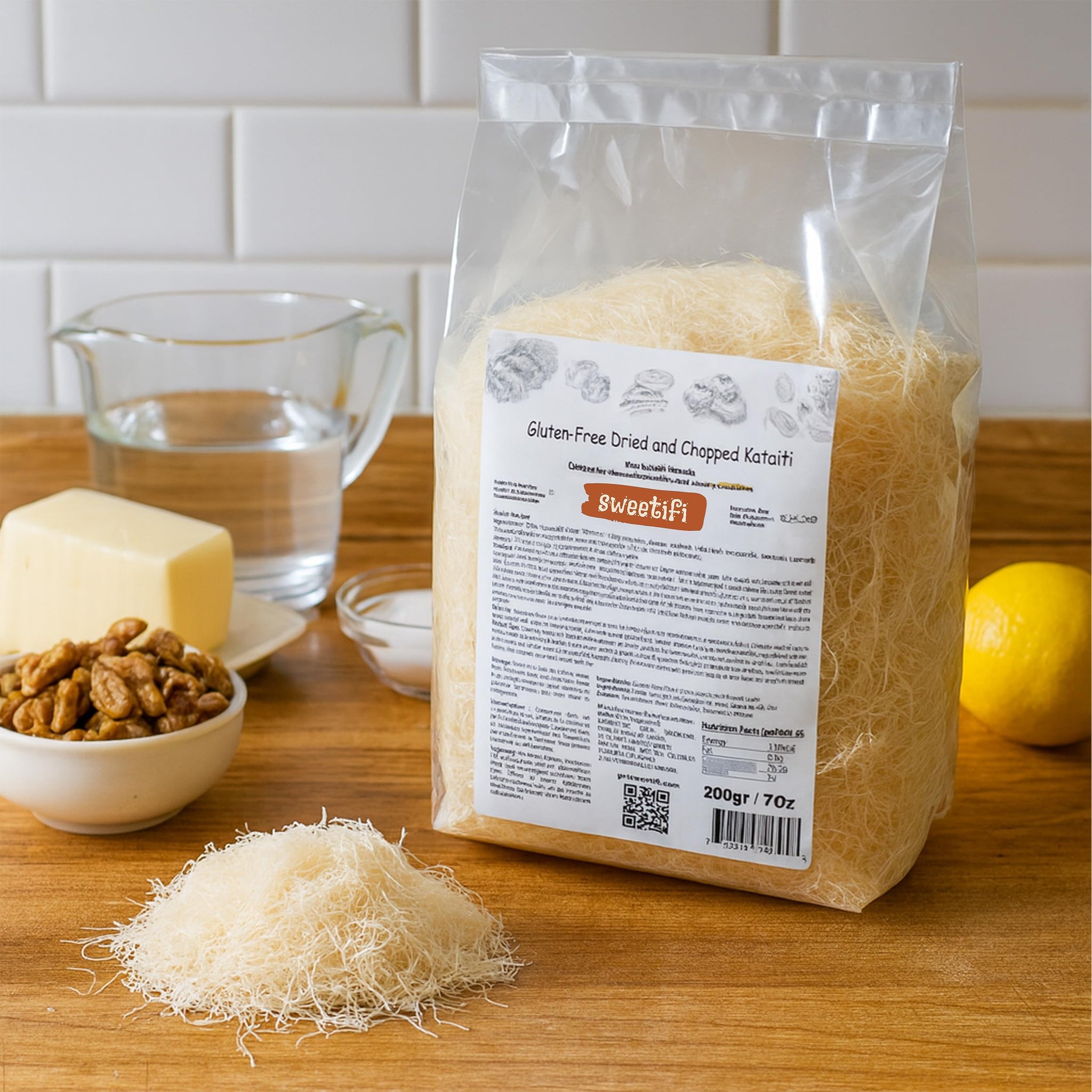 Sweetifi Gluten-Free Kataifi Pastry, Dried & Chopped Shredded Phyllo Dough for Middle Eastern Desserts, Kunafa & Rolls, Crafted for Sweet & Savory