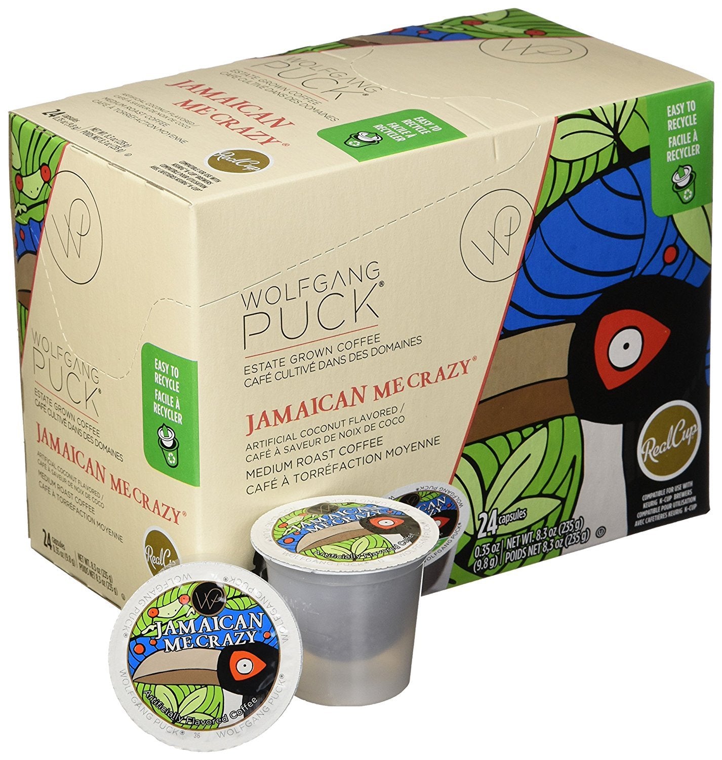 Wolfgang Puck Jamaican Me Crazy Flavored Coffee Single Serve Cups for Keurig, 24 Count (Pack of 2)