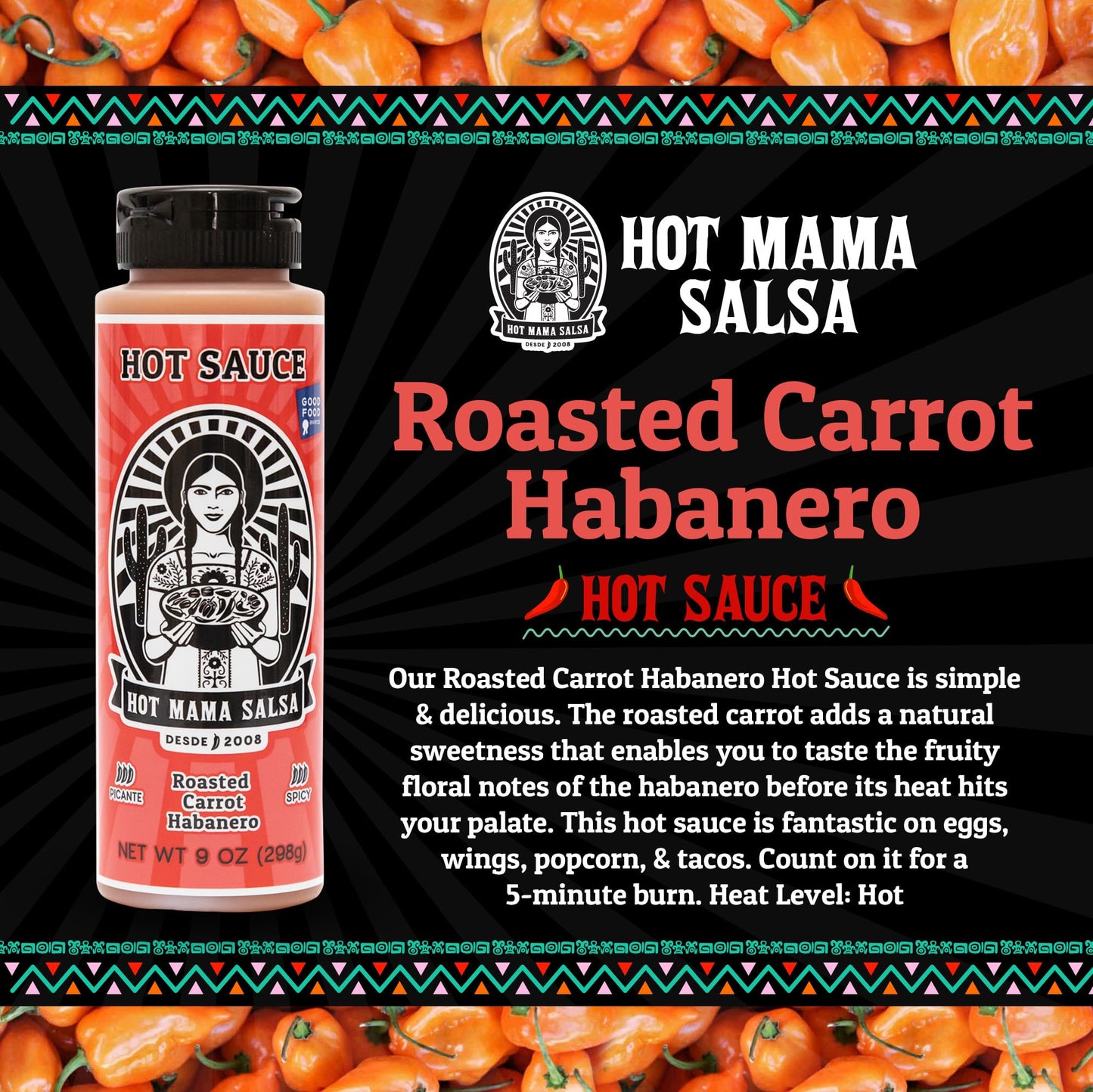 Hot Mama Salsa Habanero Hot Sauce, 9 OZ